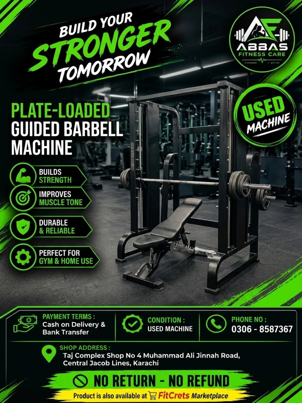 Plate-Loaded Guided Barbell Machine