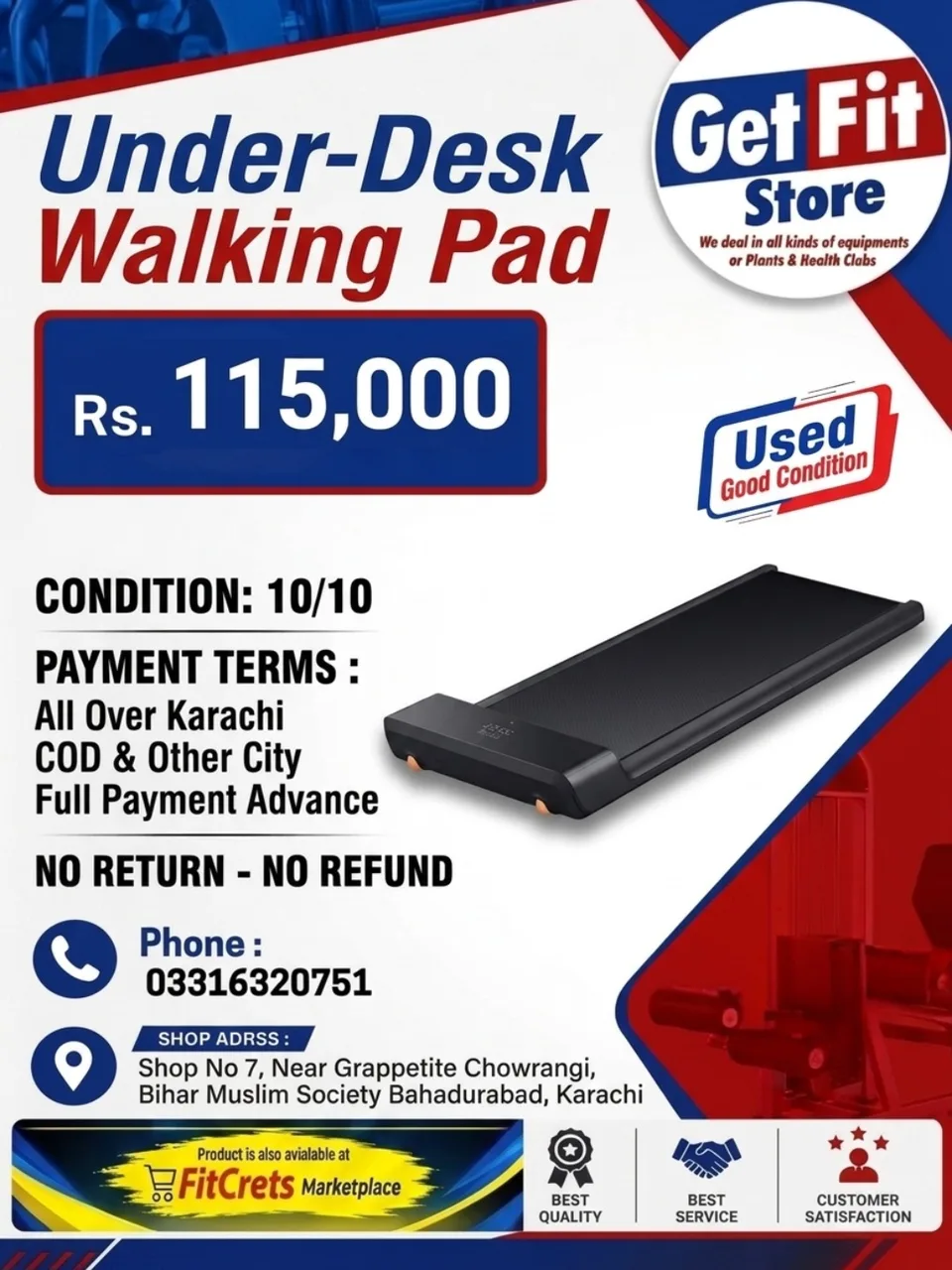 Ergo-Stride Compact Workspace Fitness Pad