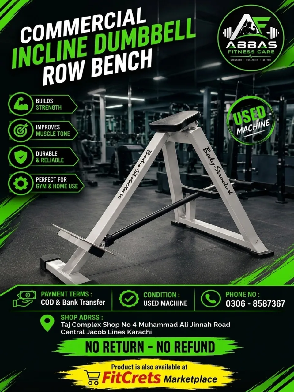 Commercial Incline Dumbbell Row Bench — photo 1