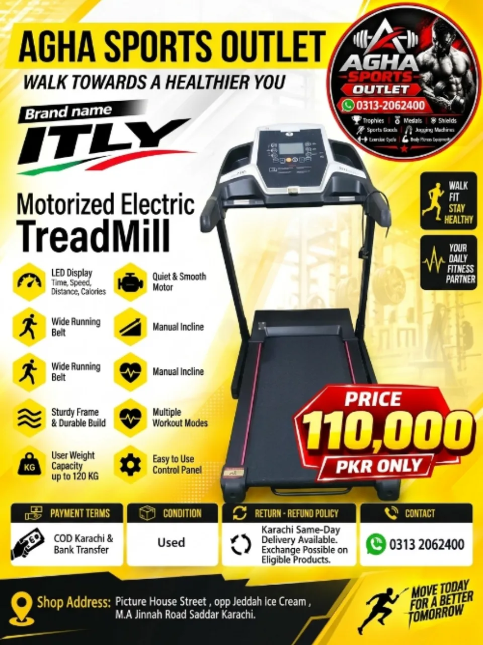  ITLY Brand Heavy-Duty Motorized Electric Treadmill