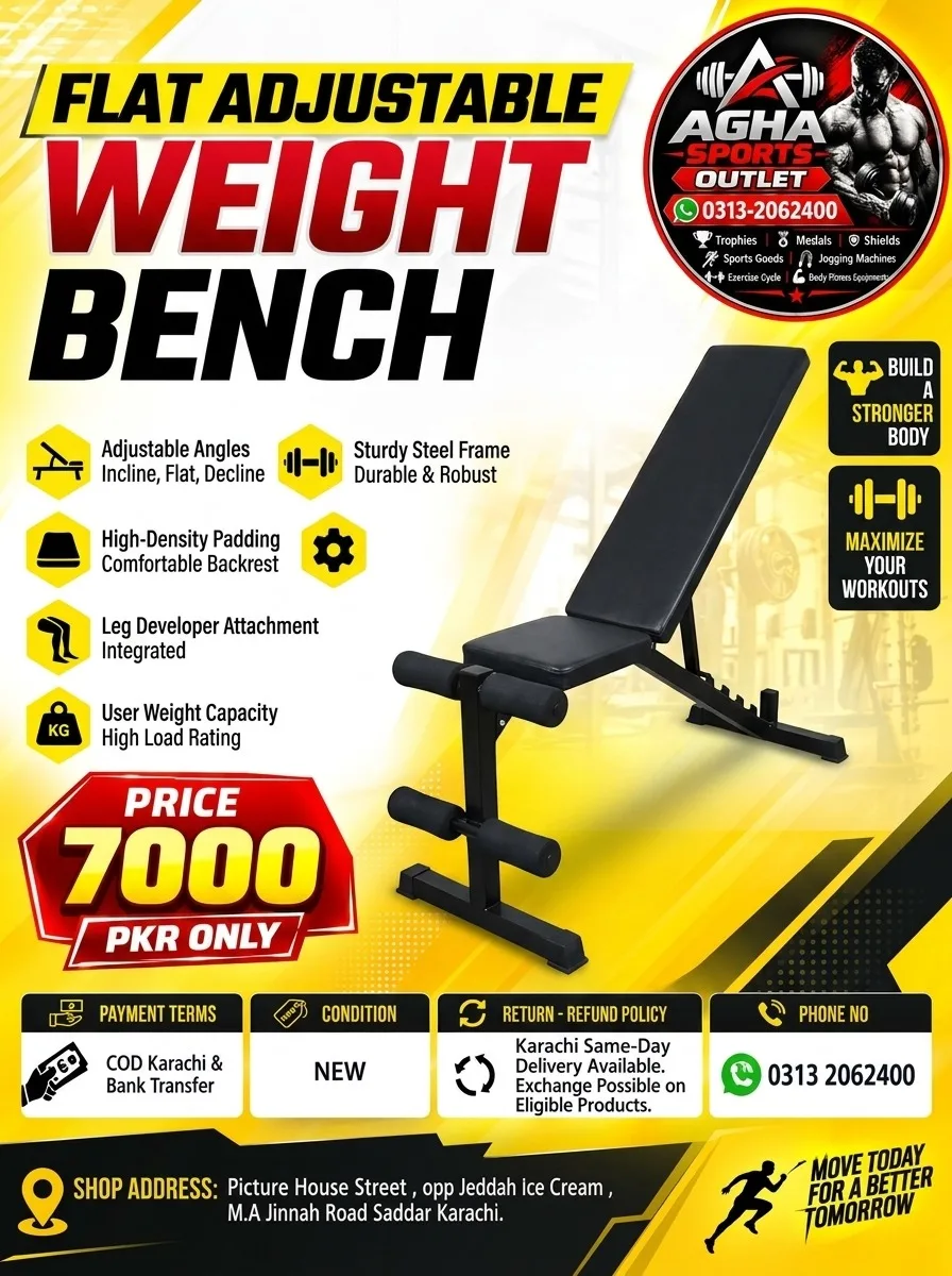 Flat Adjustable Weight Bench with Leg Developer