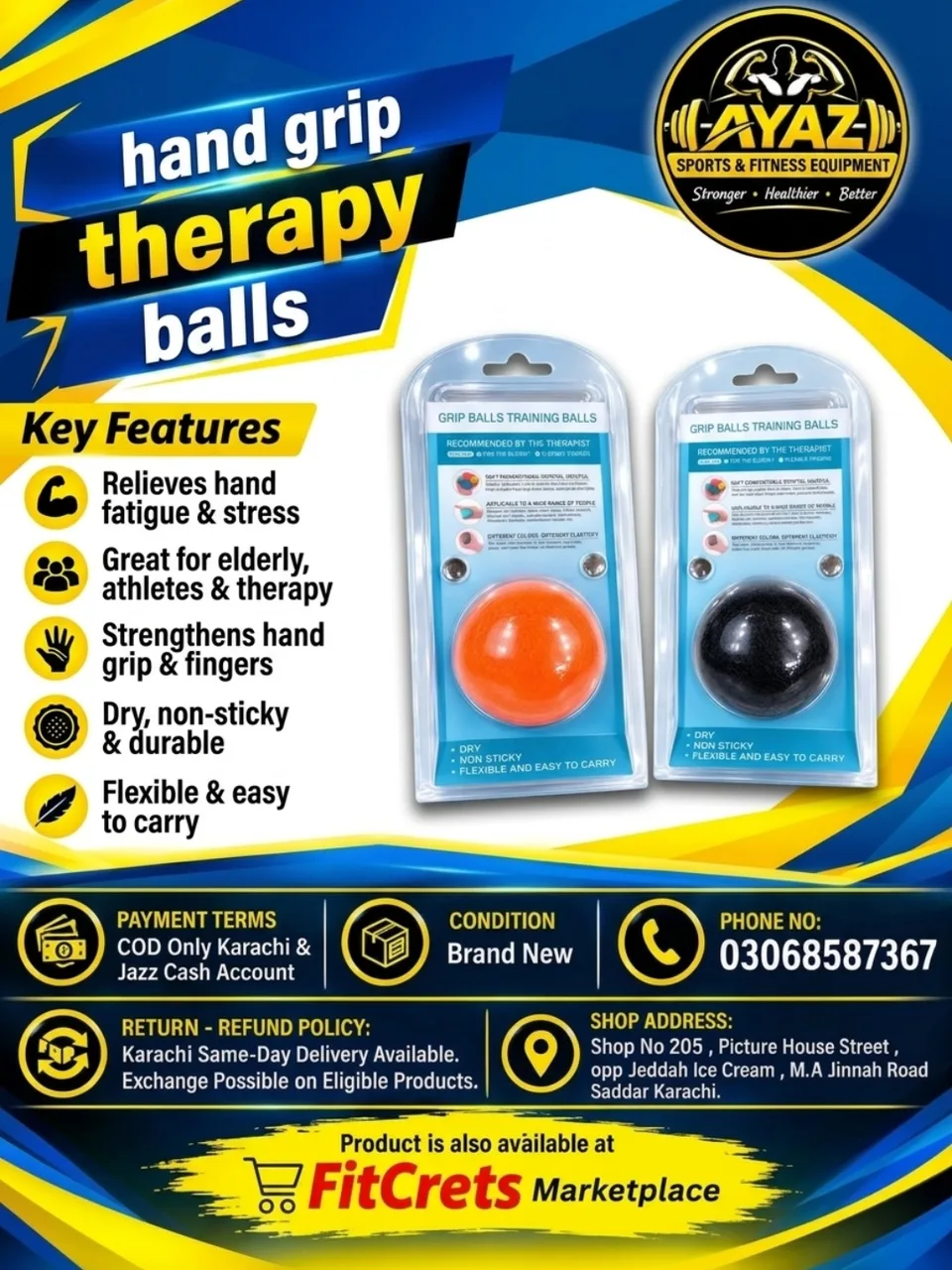 Silicone Hand Grip Therapy Balls for Stress Relief & Finger Strengthening — photo 1