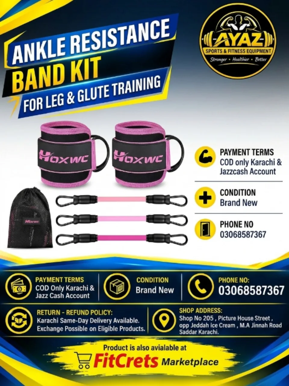 Ankle Resistance Band Kit for Leg & Glute Training