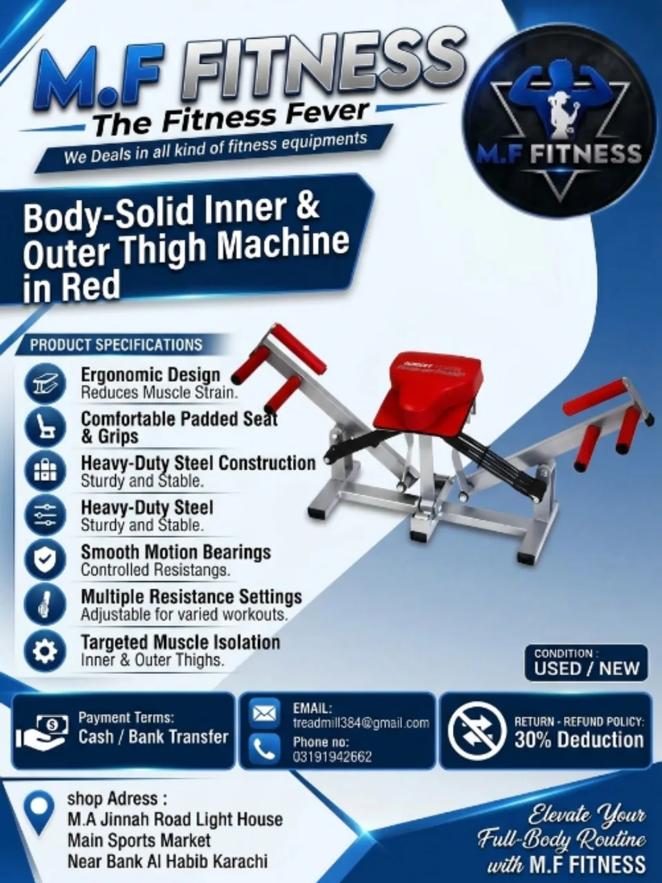 Body-Solid Inner & Outer Thigh Machine in Red