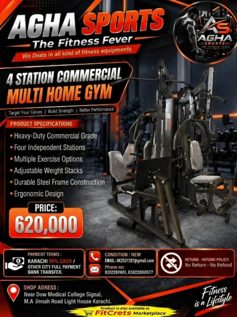 4 Station Commercial Multi Home Gym