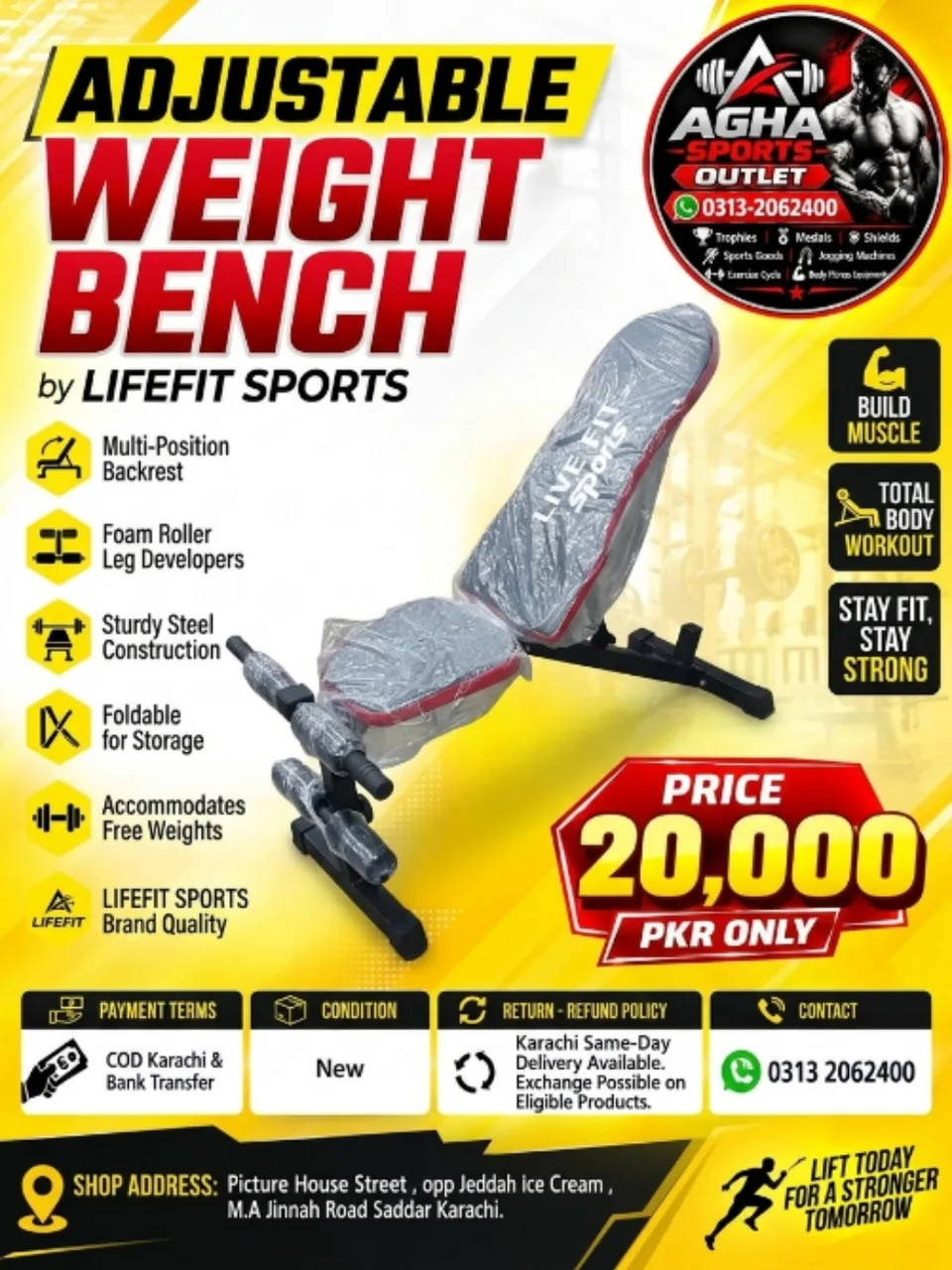 Life fit Sports Adjustable Weight Bench