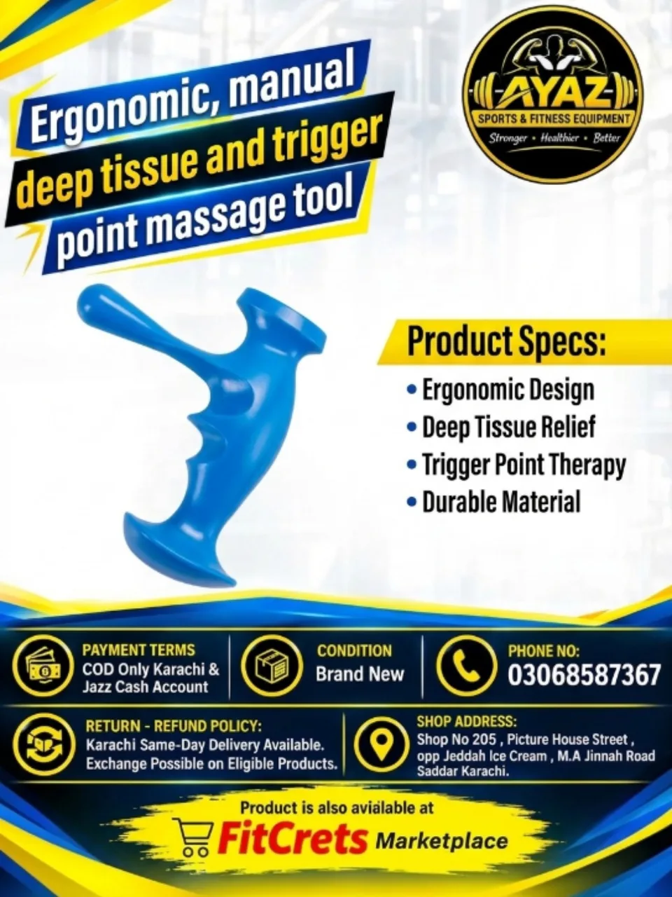 Ergonomic Manual Deep Tissue and Trigger Point Massage Tool — photo 1