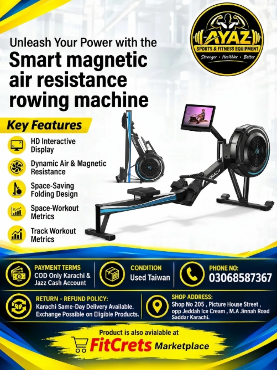 Smart Magnetic Air Resistance Rowing Machine - Taiwan 