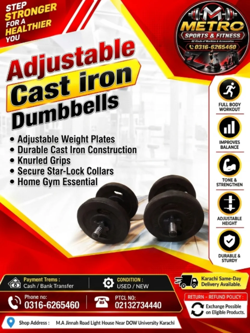 Adjustable Cast Iron Dumbbells