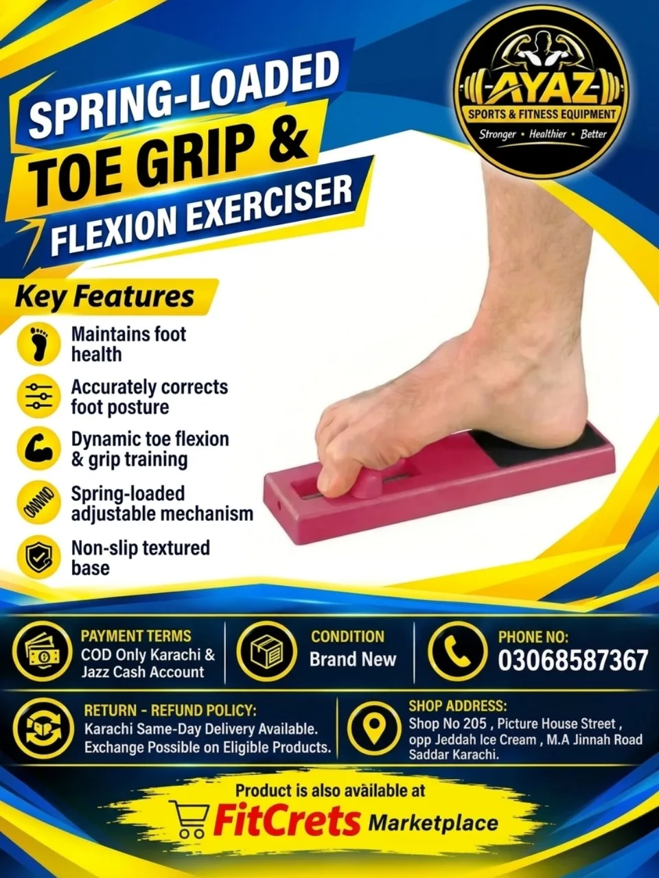 Spring-Loaded Toe Grip & Flexion Exerciser — photo 1