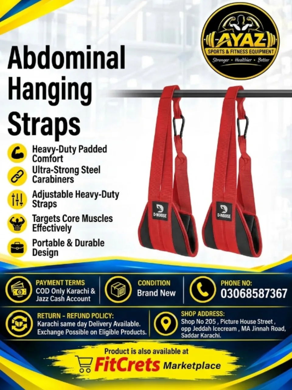 Heavy-Duty Abdominal Hanging Straps (Ab Slings)