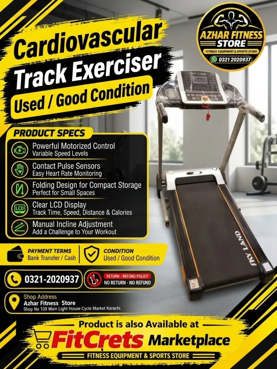 Sky Land Cardiovascular Track Exerciser / Motorized Treadmill (Used / Good Condition)