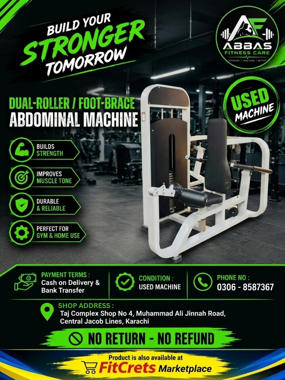 Dual-Roller / Foot-Brace Abdominal Machine