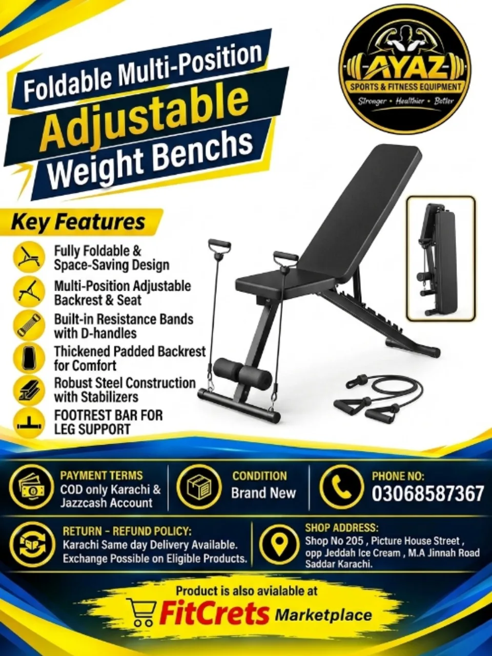 Foldable Multi-Position Adjustable Weight Bench