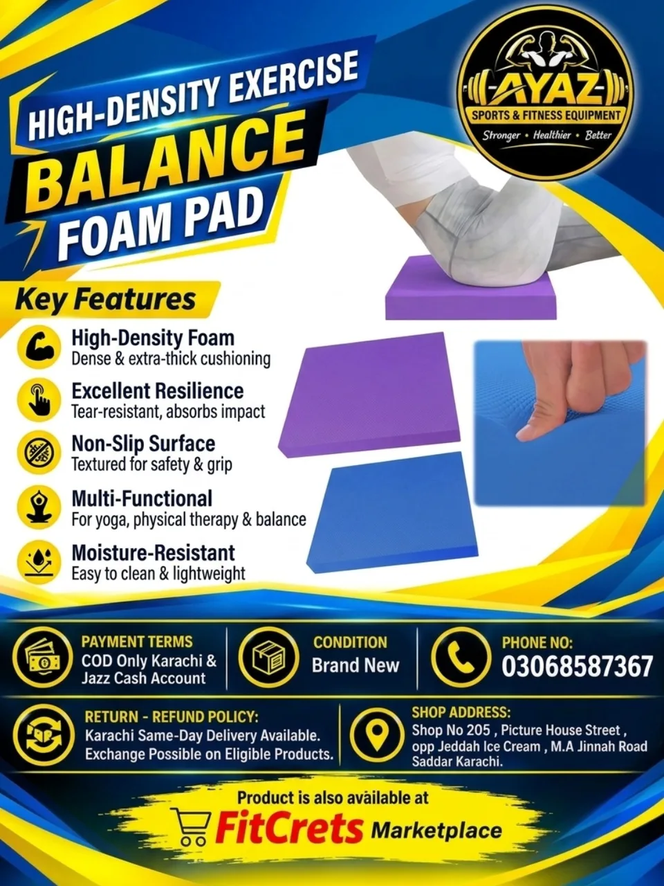 High-Density Exercise Balance Foam Pad — photo 1