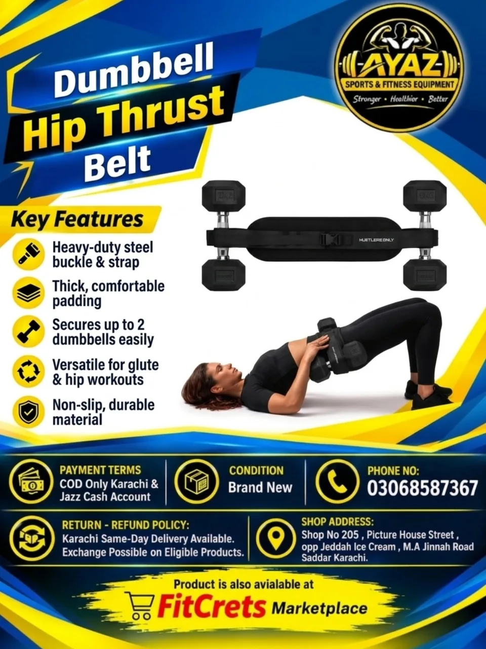 Padded Dumbbell Hip Thrust Belt for Glute & Hip Workouts — photo 1