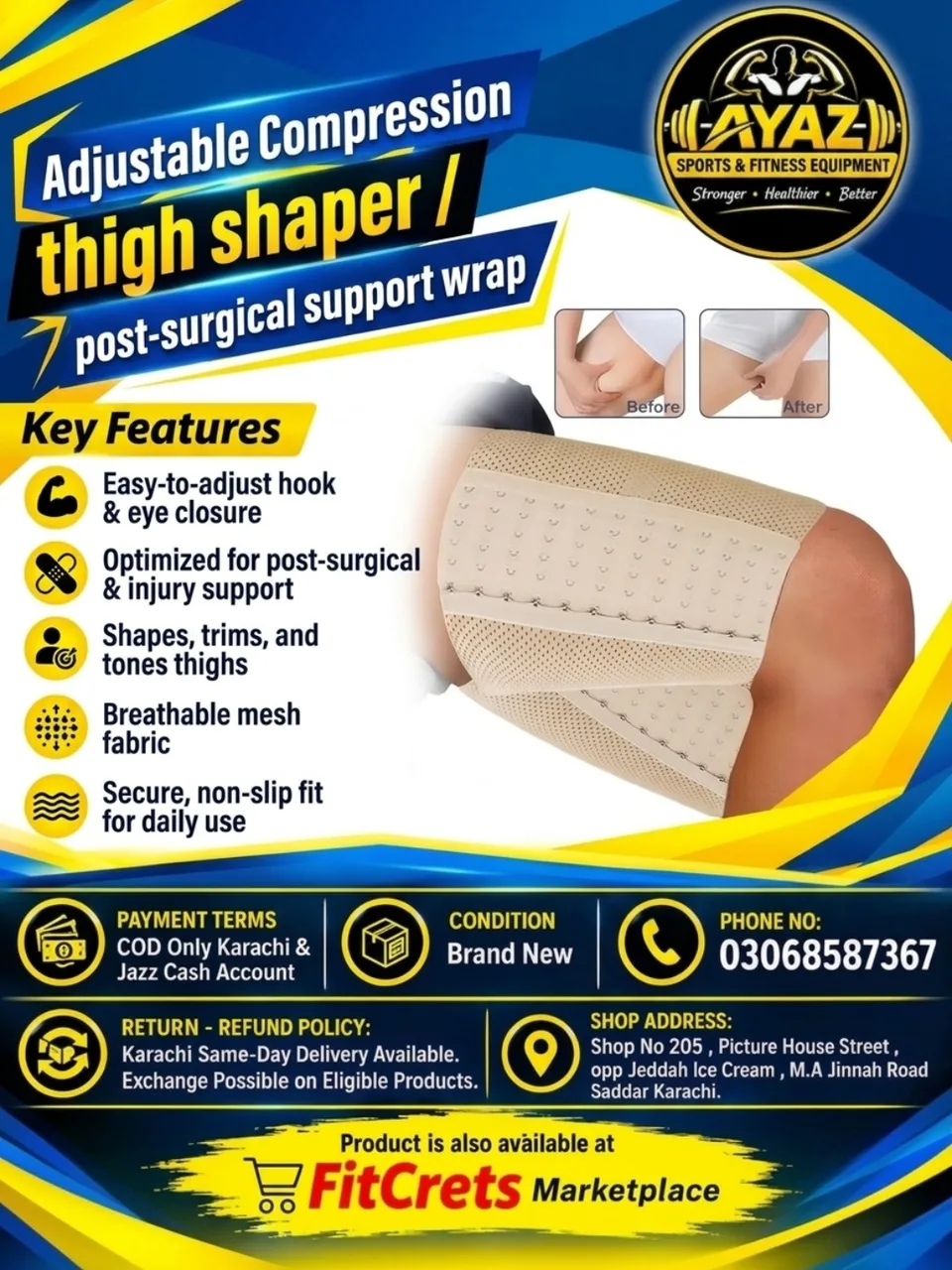 Adjustable Compression Thigh Shaper / Post-Surgical Support Wrap — photo 1