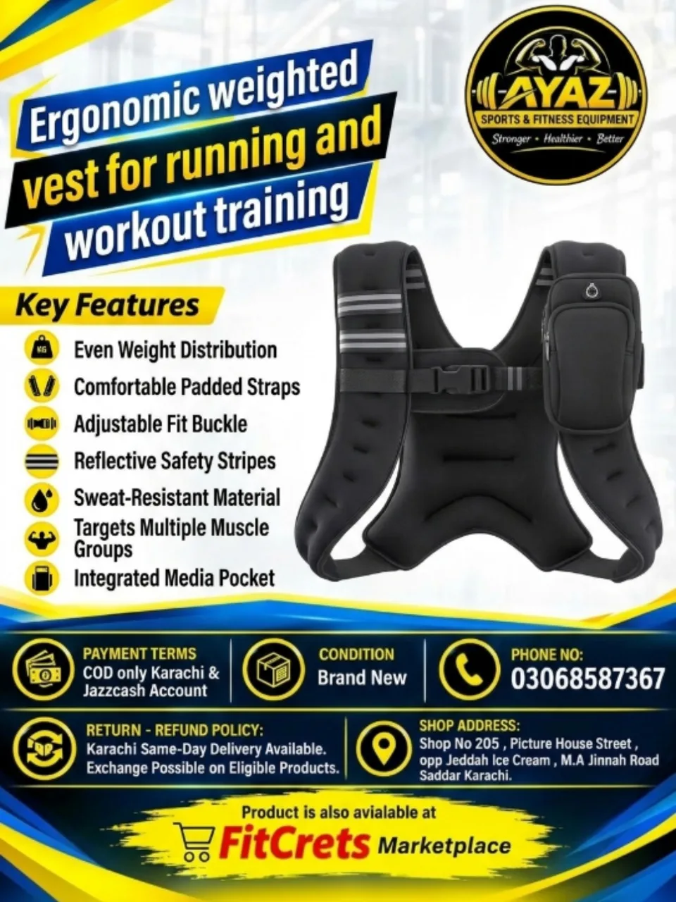 Ergonomic Weighted Vest for Running and Workout Training.