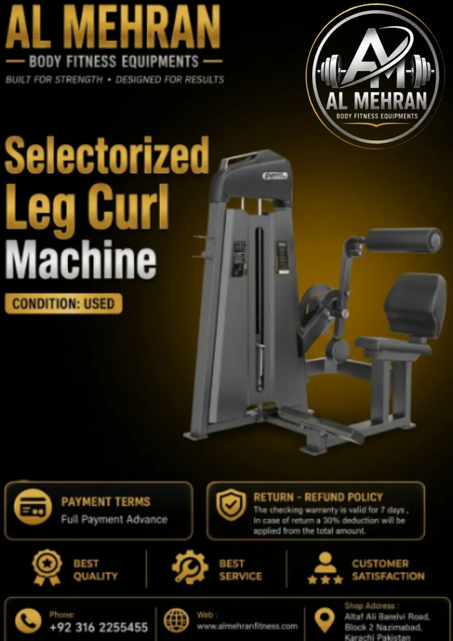 Selectorized Leg Curl Machine.