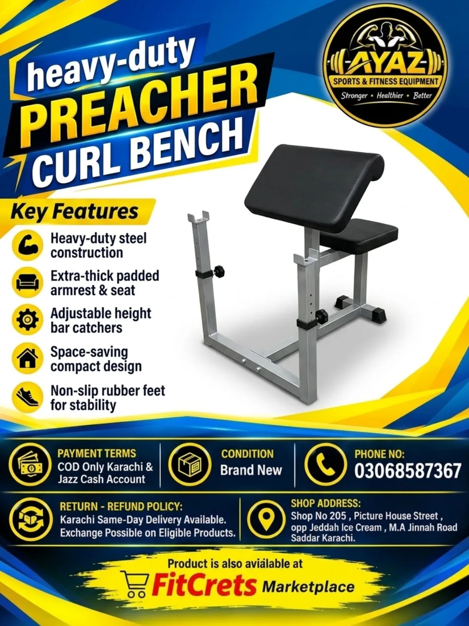 Heavy-Duty Preacher Curl Bench — photo 1