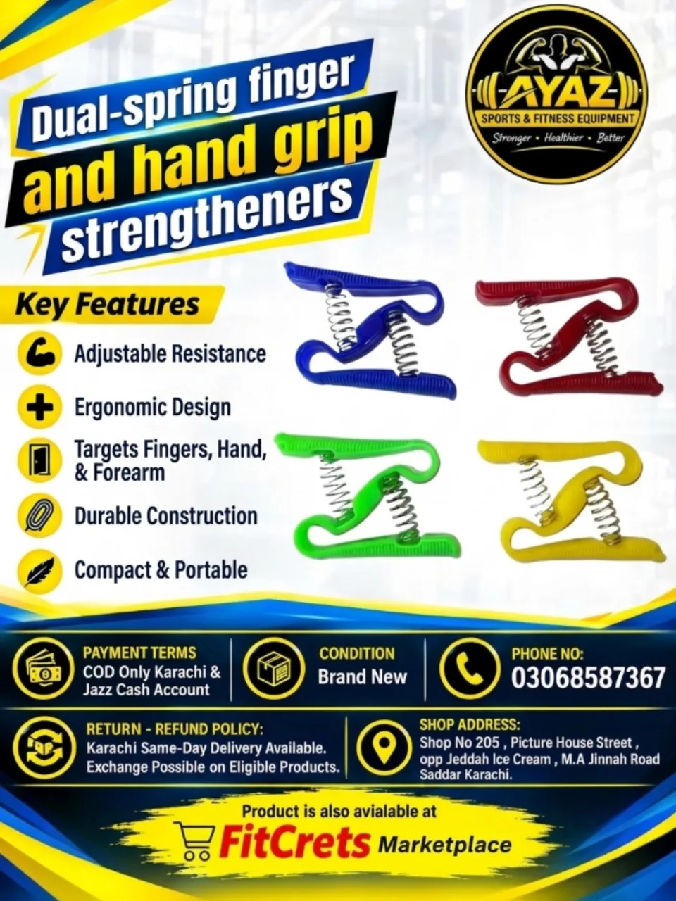 Dual-Spring Finger and Hand Grip Strengthener Forearm Exerciser — photo 1