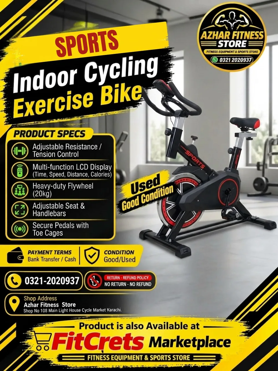 Sports Heavy-Duty Indoor Cycling Exercise Bike / Spin Bike 
