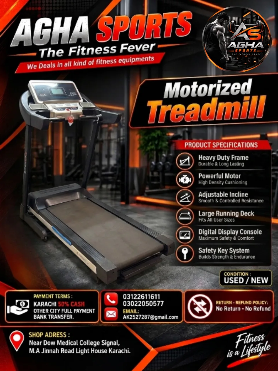 Motorized Treadmill (a slightly different model variation from the previous ones shown).