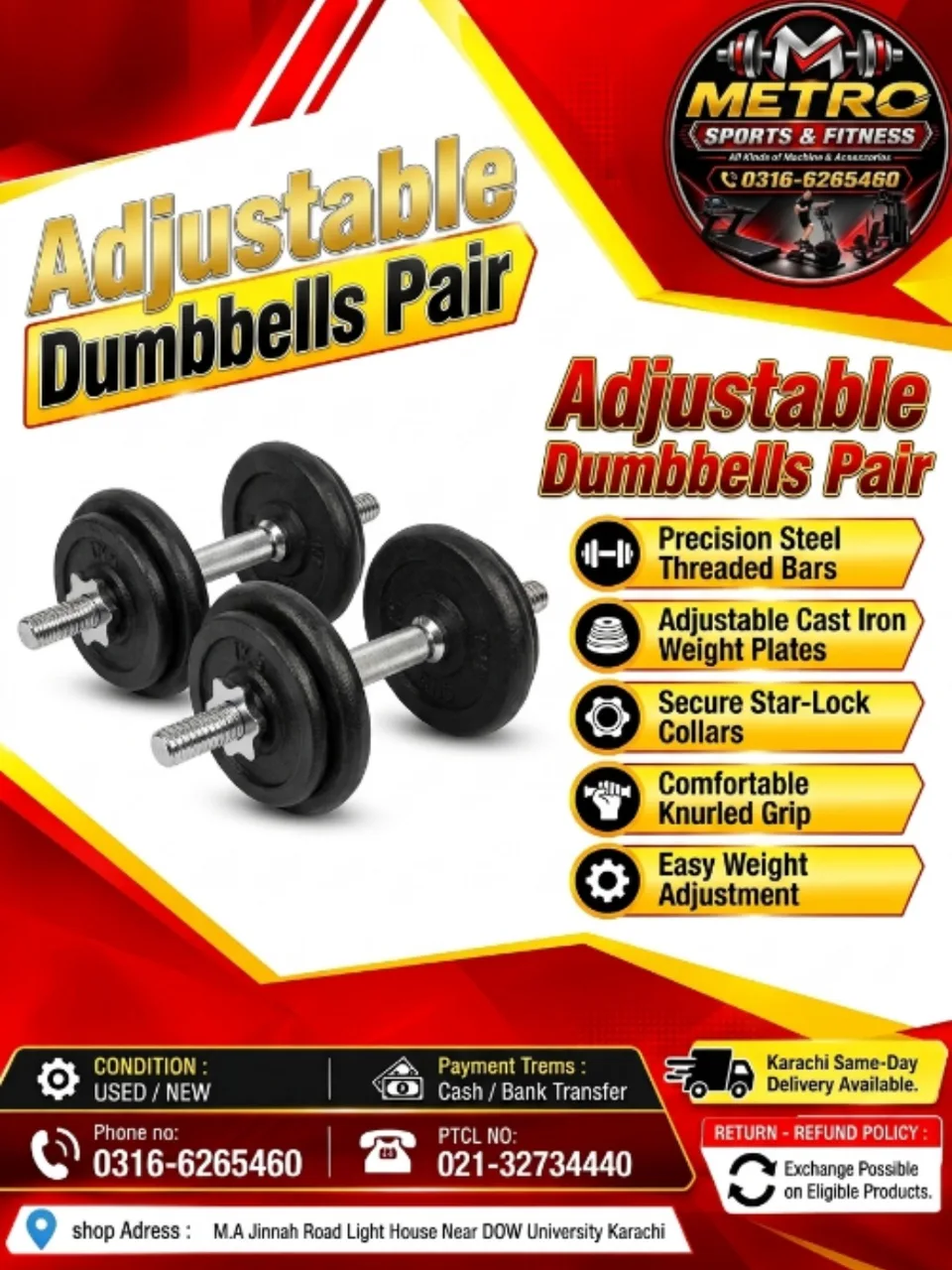 Adjustable Dumbbells Pair