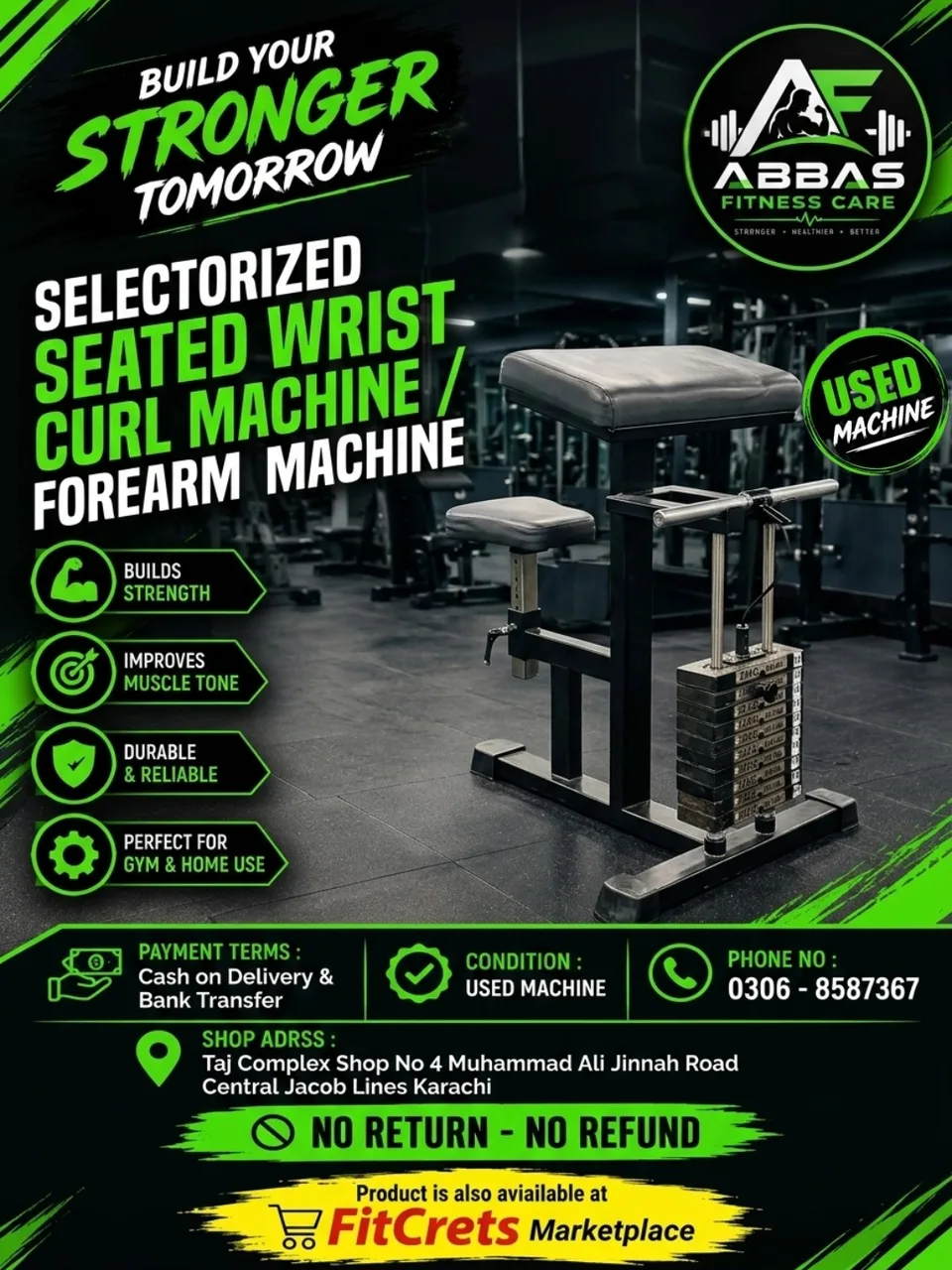 Selectorized Seated Wrist Curl Machine / Forearm Machine