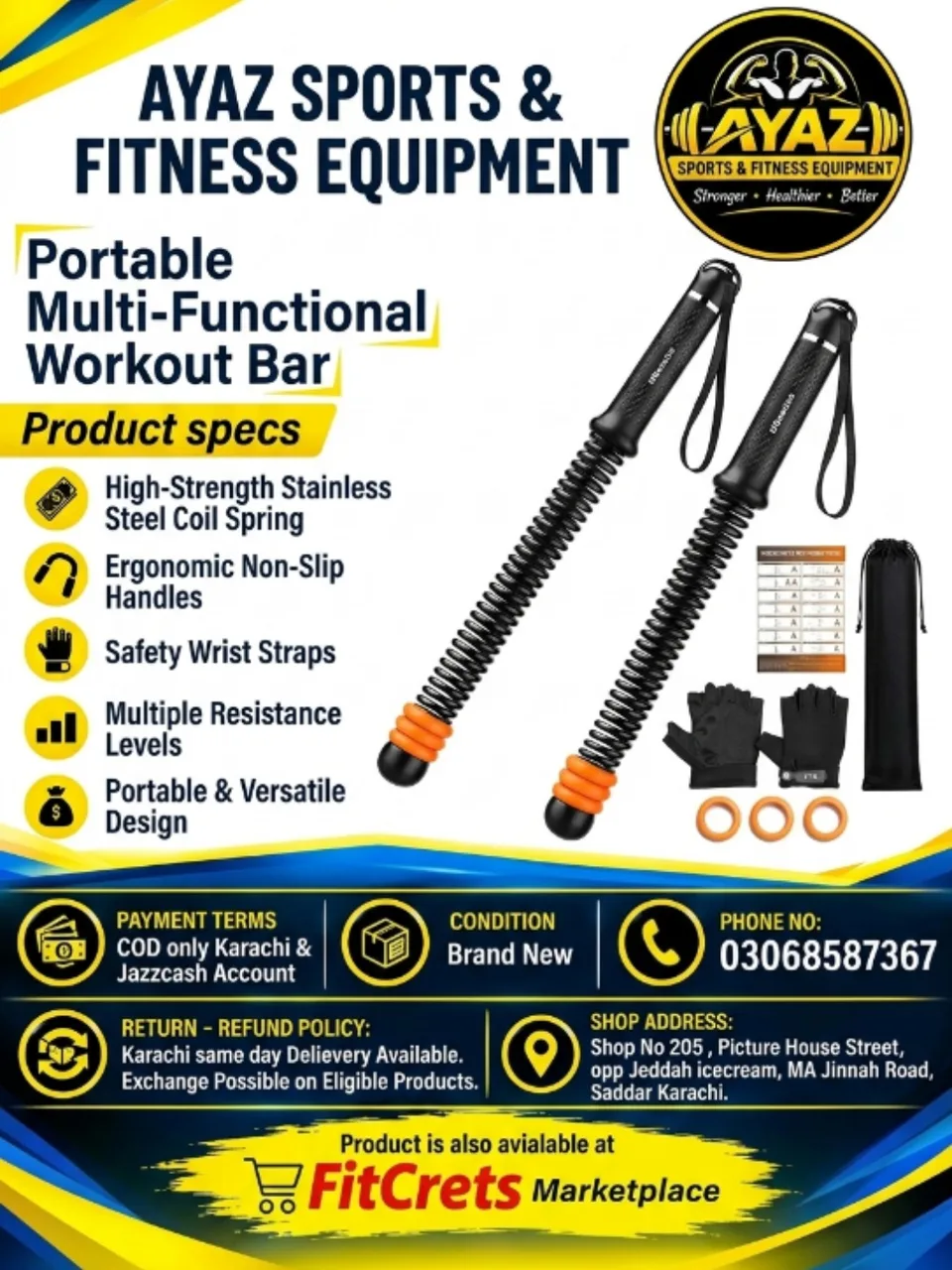 Portable Multi-Functional Workout Bar