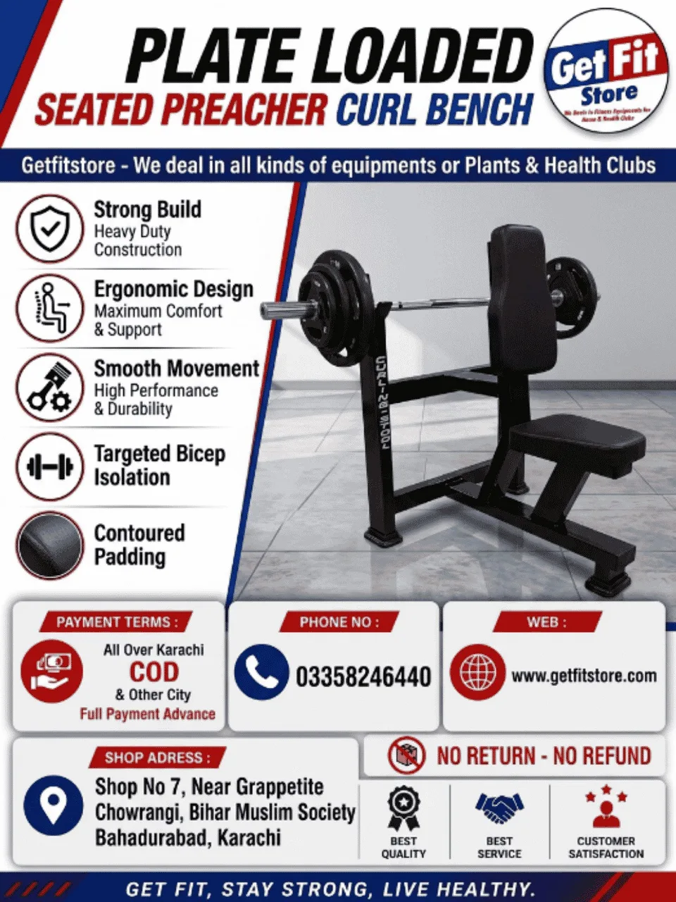 Plate Loaded Seated Preacher Curl Bench