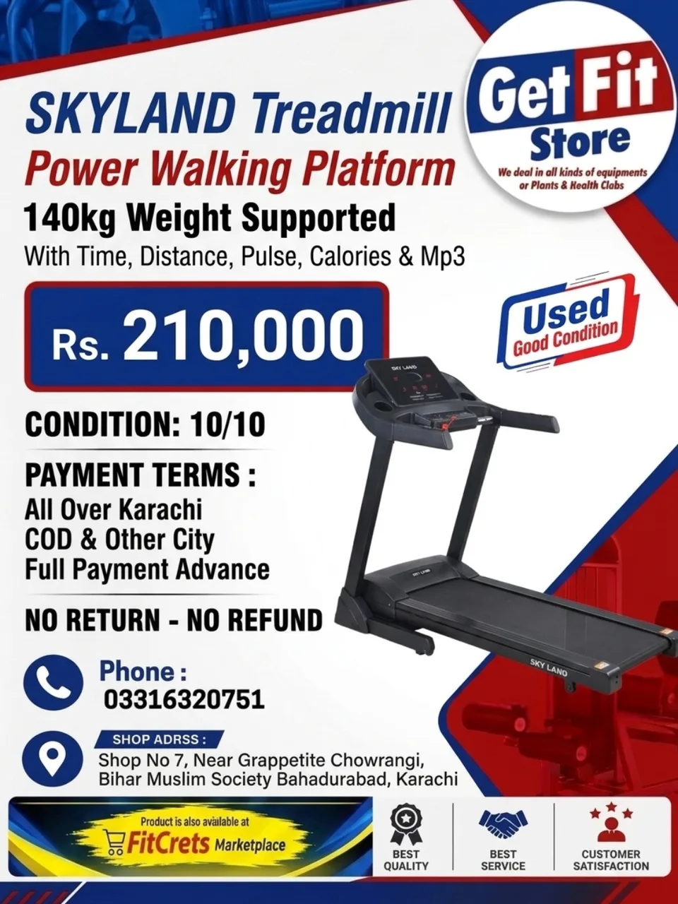 Power Walking Platform Treadmill  (140kg Weight Supported) — photo 1