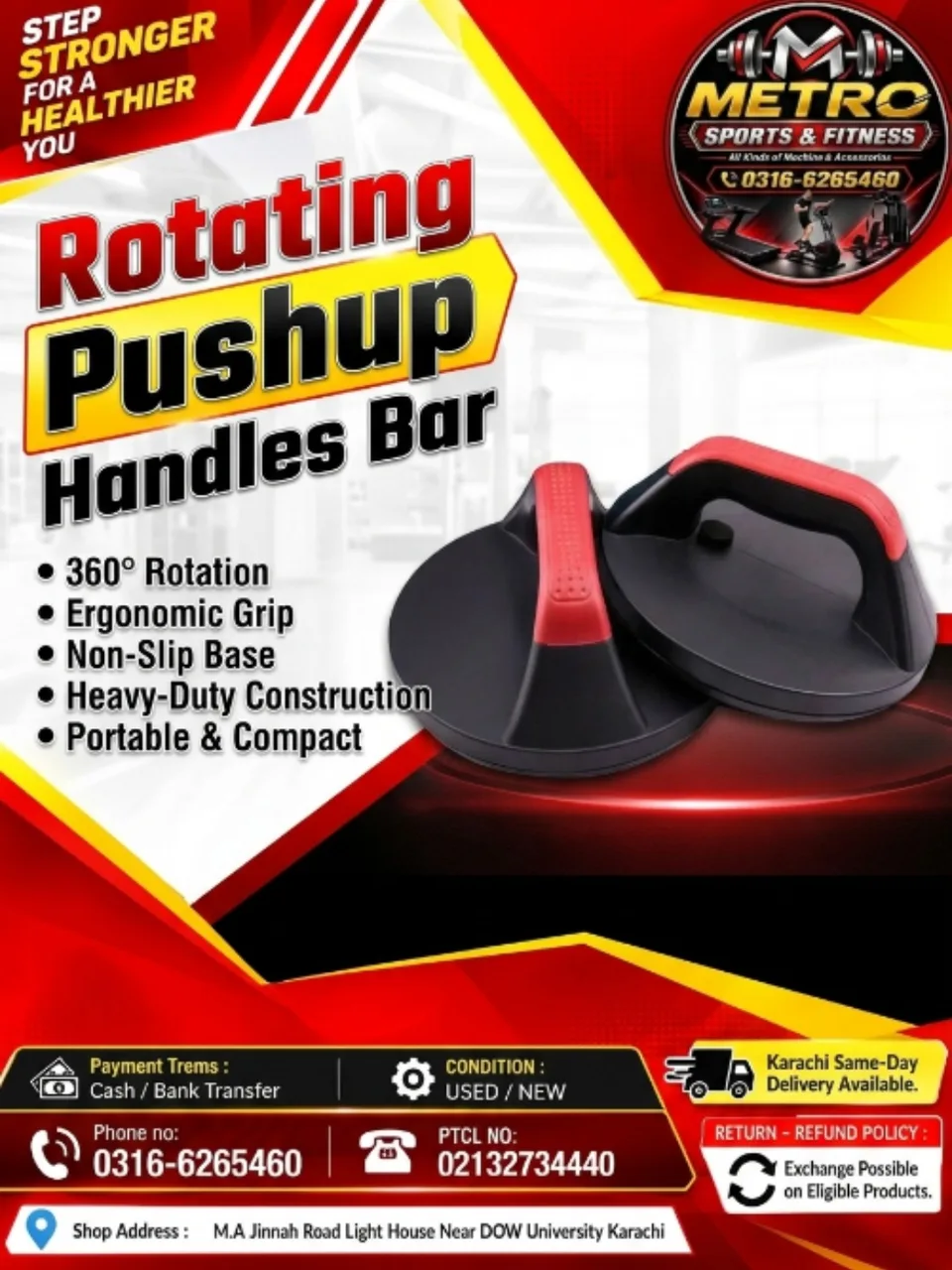Rotating Pushup Handles Bar
