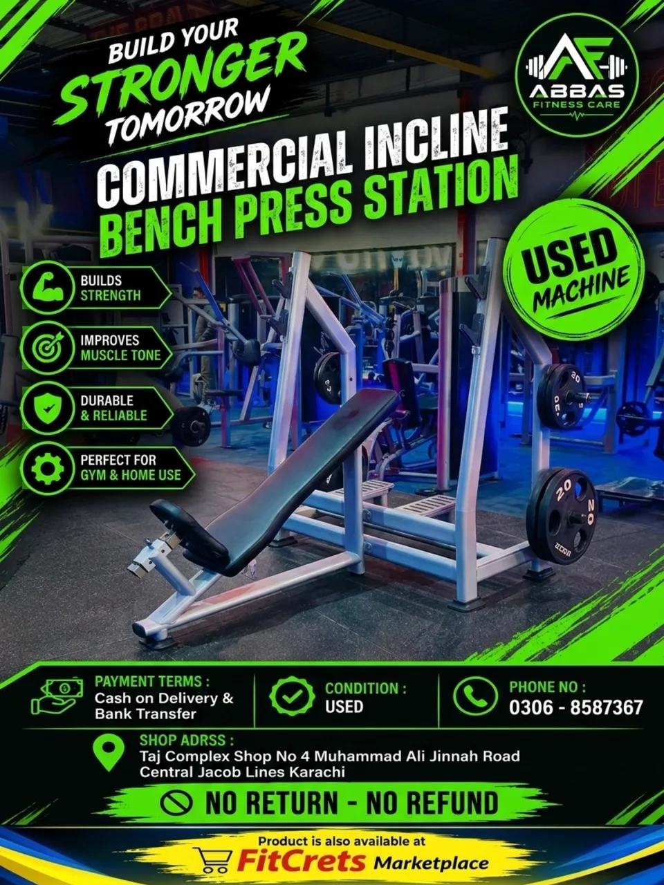 Commercial Incline Bench Press Station — photo 1
