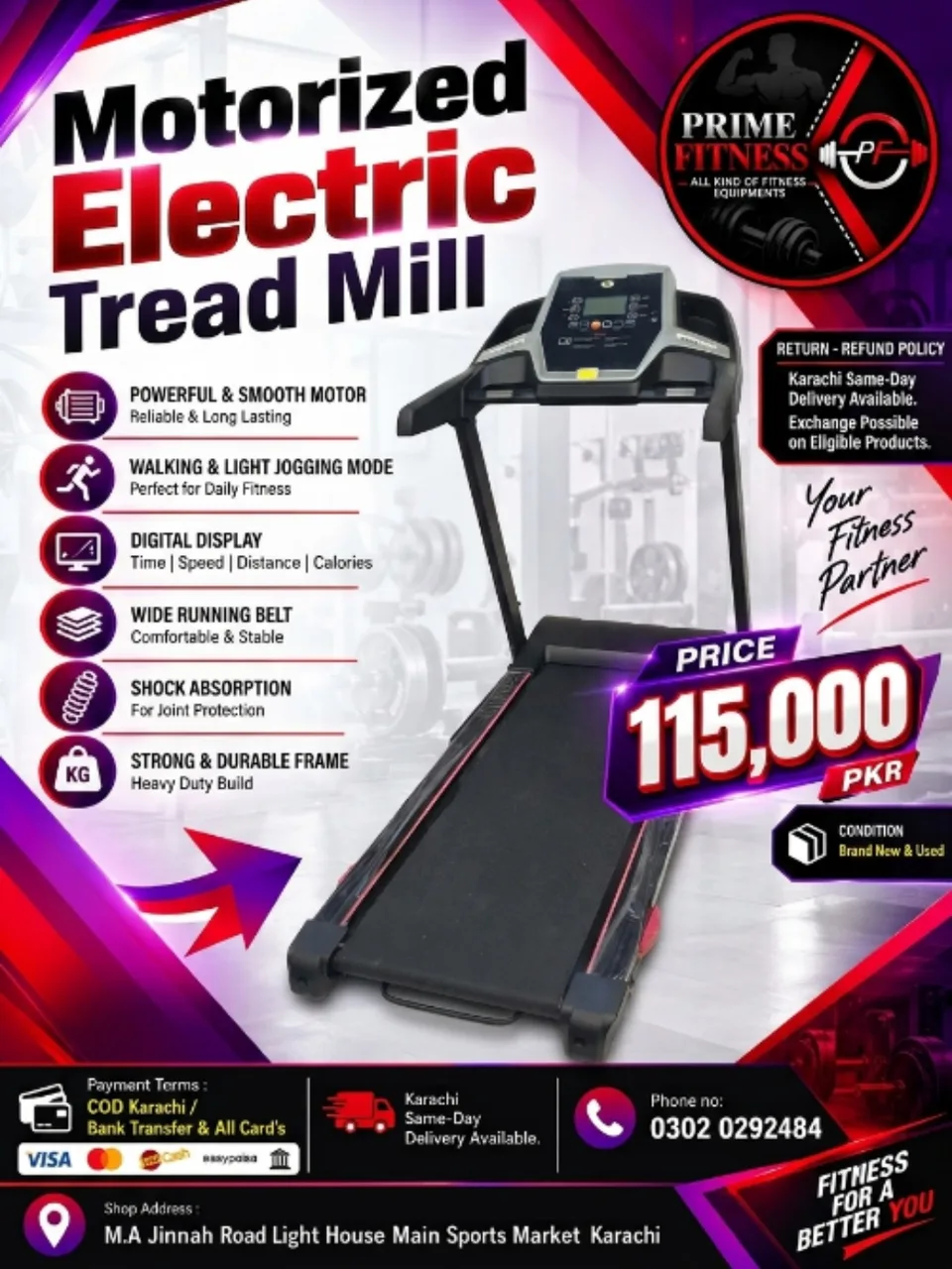Dual Motor Motorized Electric Treadmill