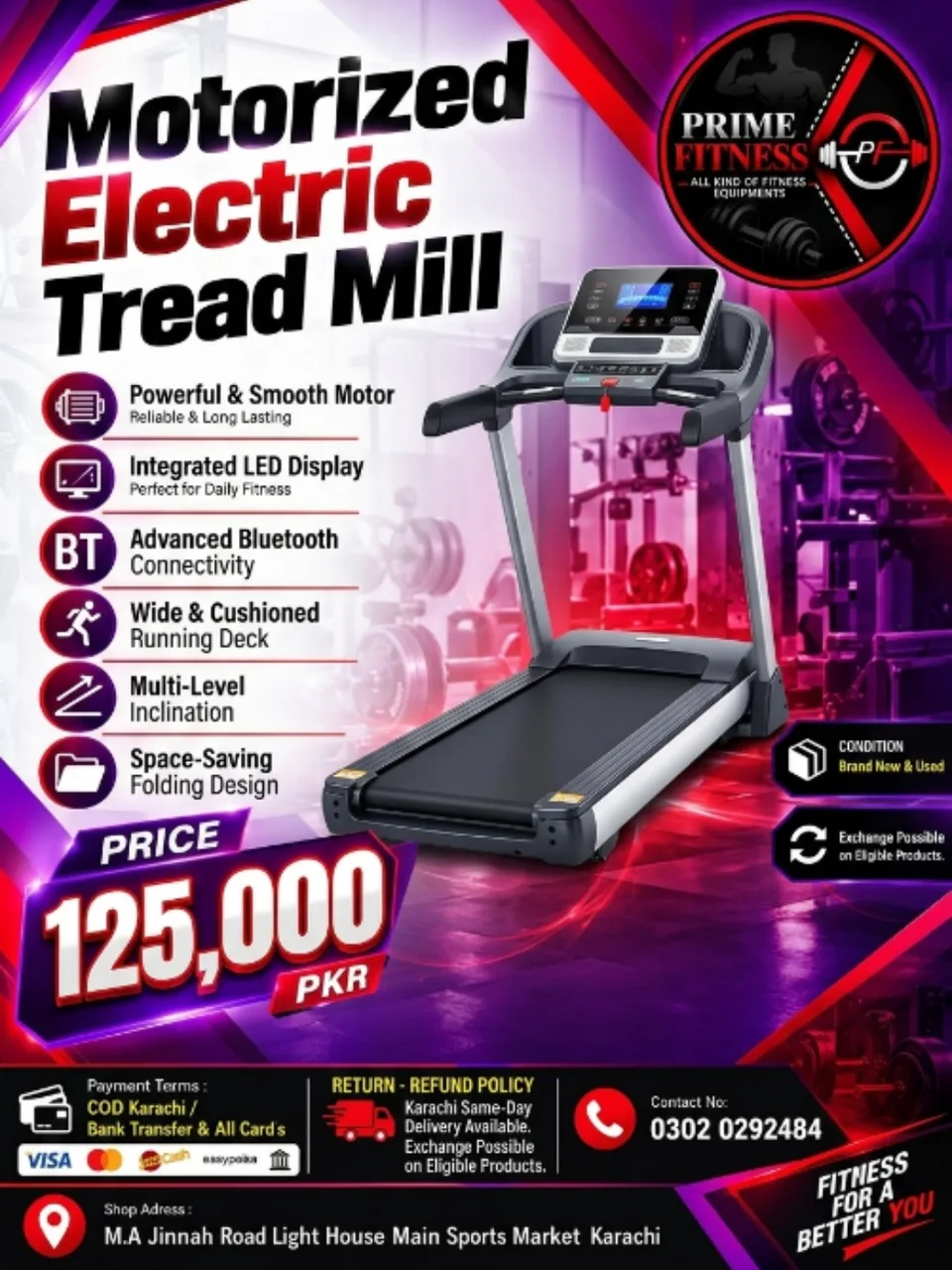 New Motorized Electric Treadmill