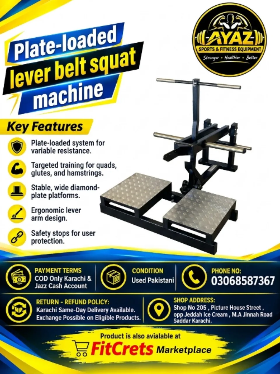 Plate-Loaded Lever Belt Squat Machine - NEW PAKISTANI — photo 1