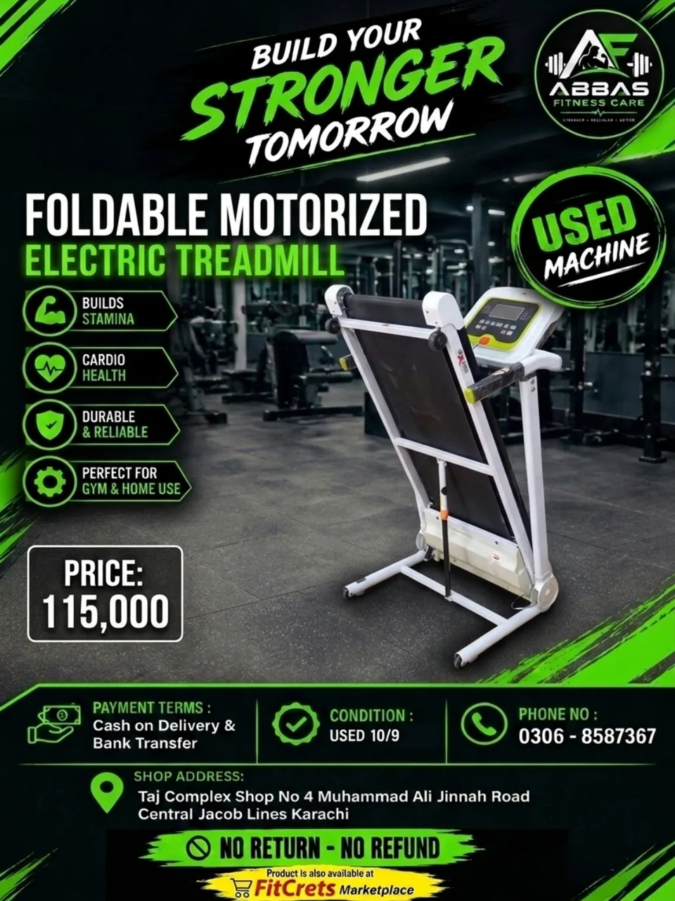 Zenith Fold Space-Saver Motorized Electric Treadmill