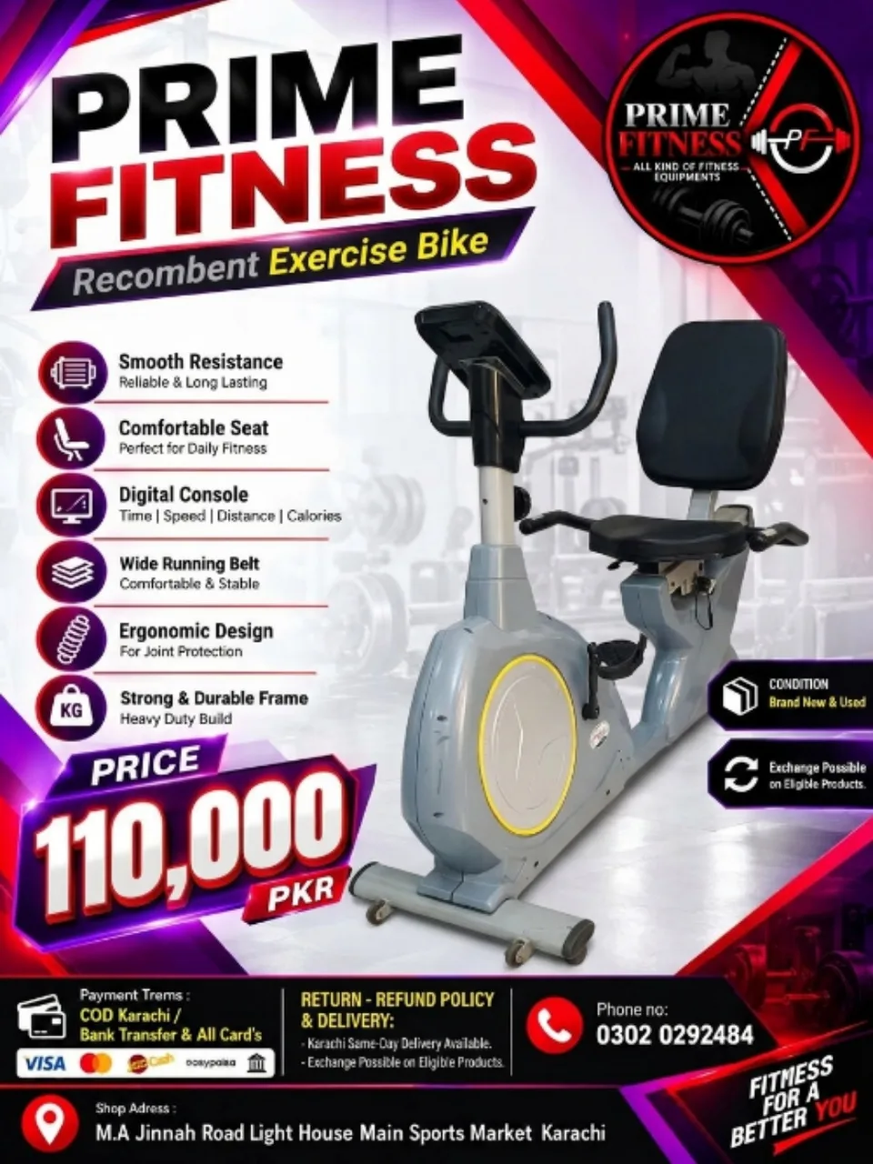 Fitness Recumbent Exercise Bike
