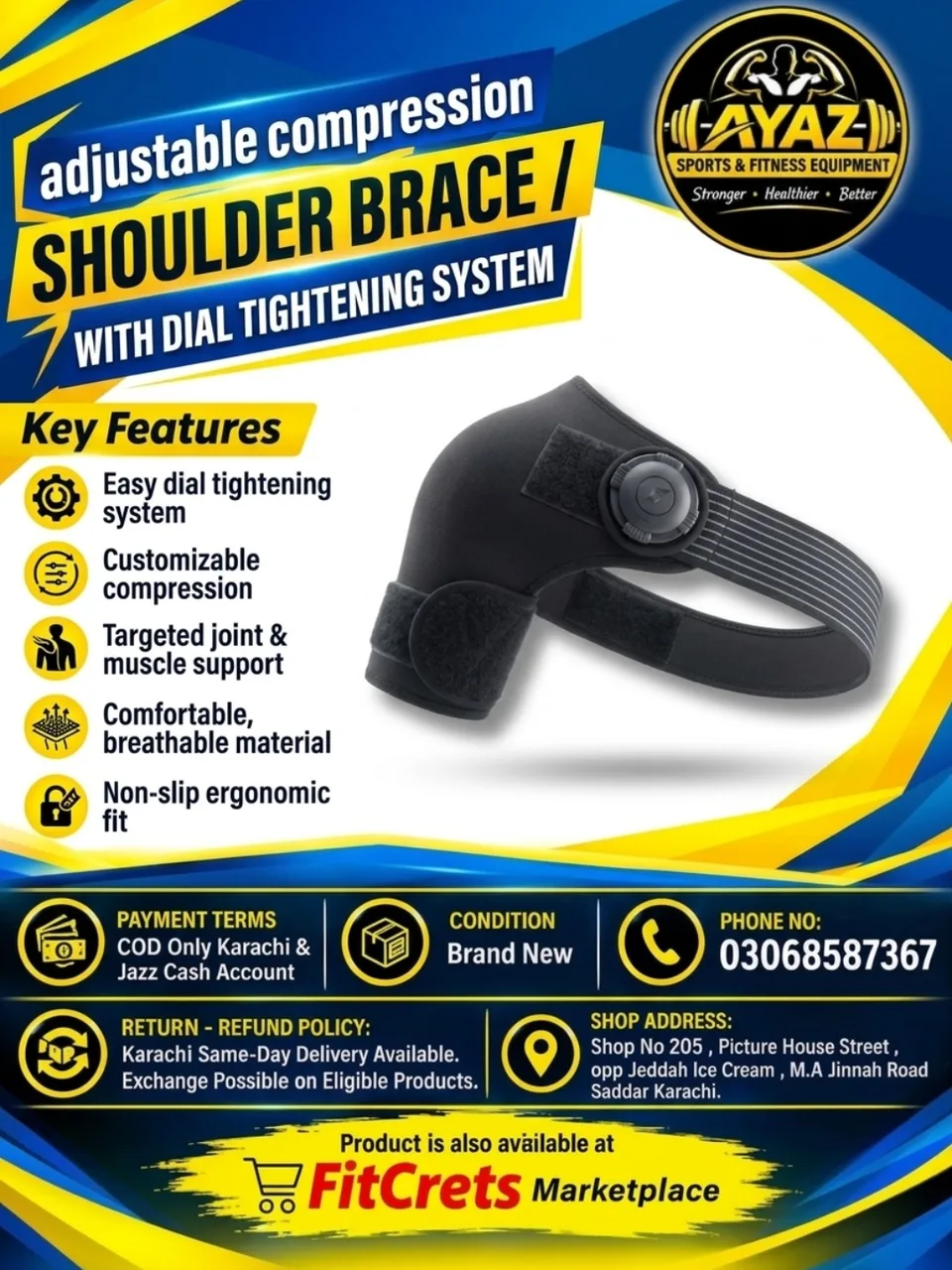 Adjustable Compression Shoulder Brace with Dial Tightening System — photo 1