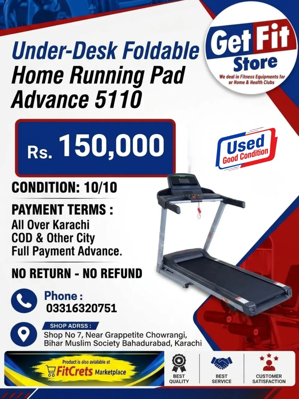 Under-Desk Foldable Home Running Pad Advance 5110