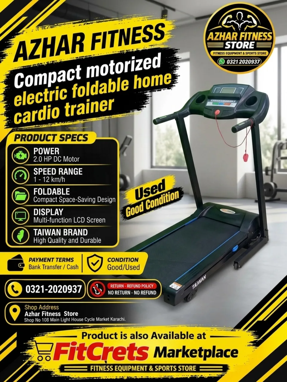 Compact Motorized Electric Foldable Home Cardio Trainer
