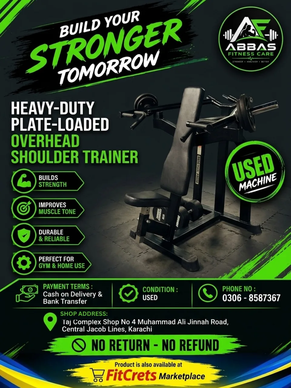 Heavy-Duty Plate-Loaded Overhead Shoulder Trainer