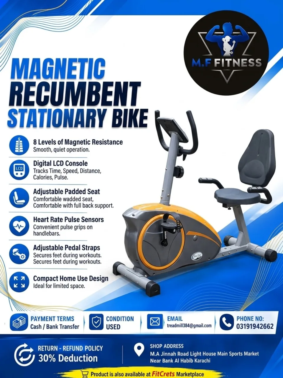 Magnetic Recumbent Stationary Bike