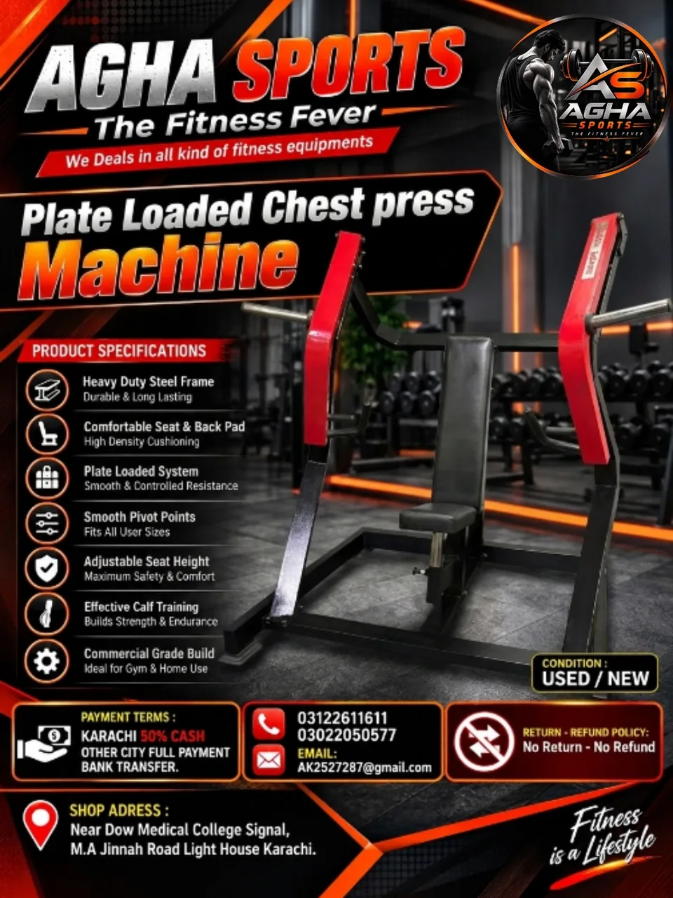 Plate Loaded Chest Press Machine.
