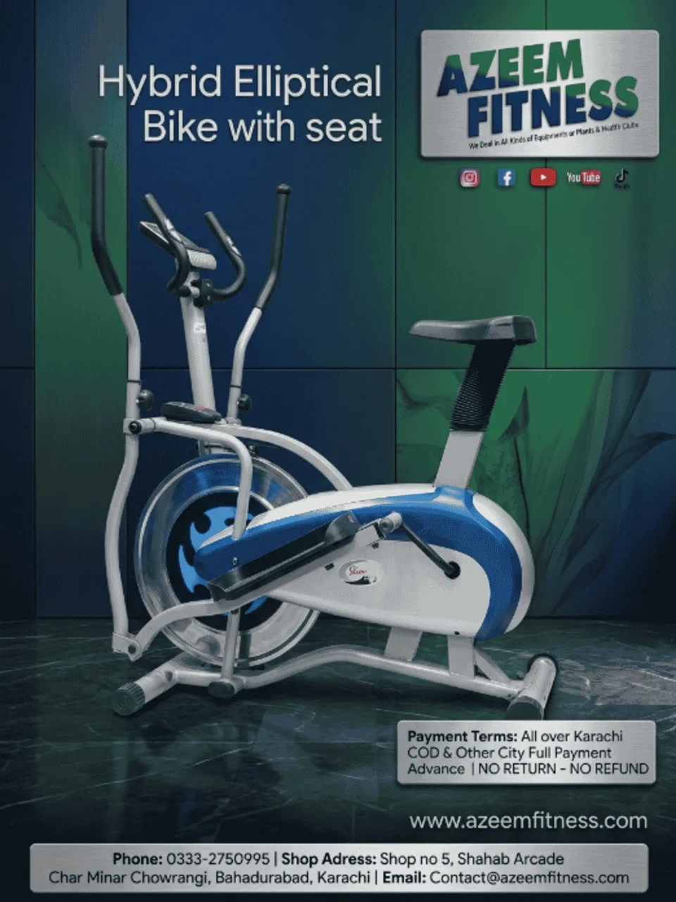Hybrid Elliptical Bike with Seat (Dual-Action Orbitrac)