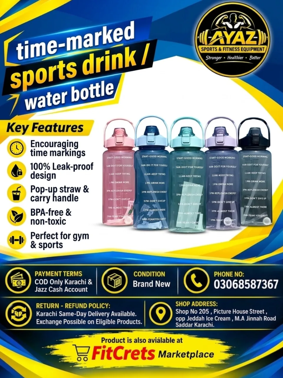 Time-Marked Sports Drink / Water Bottle — photo 1