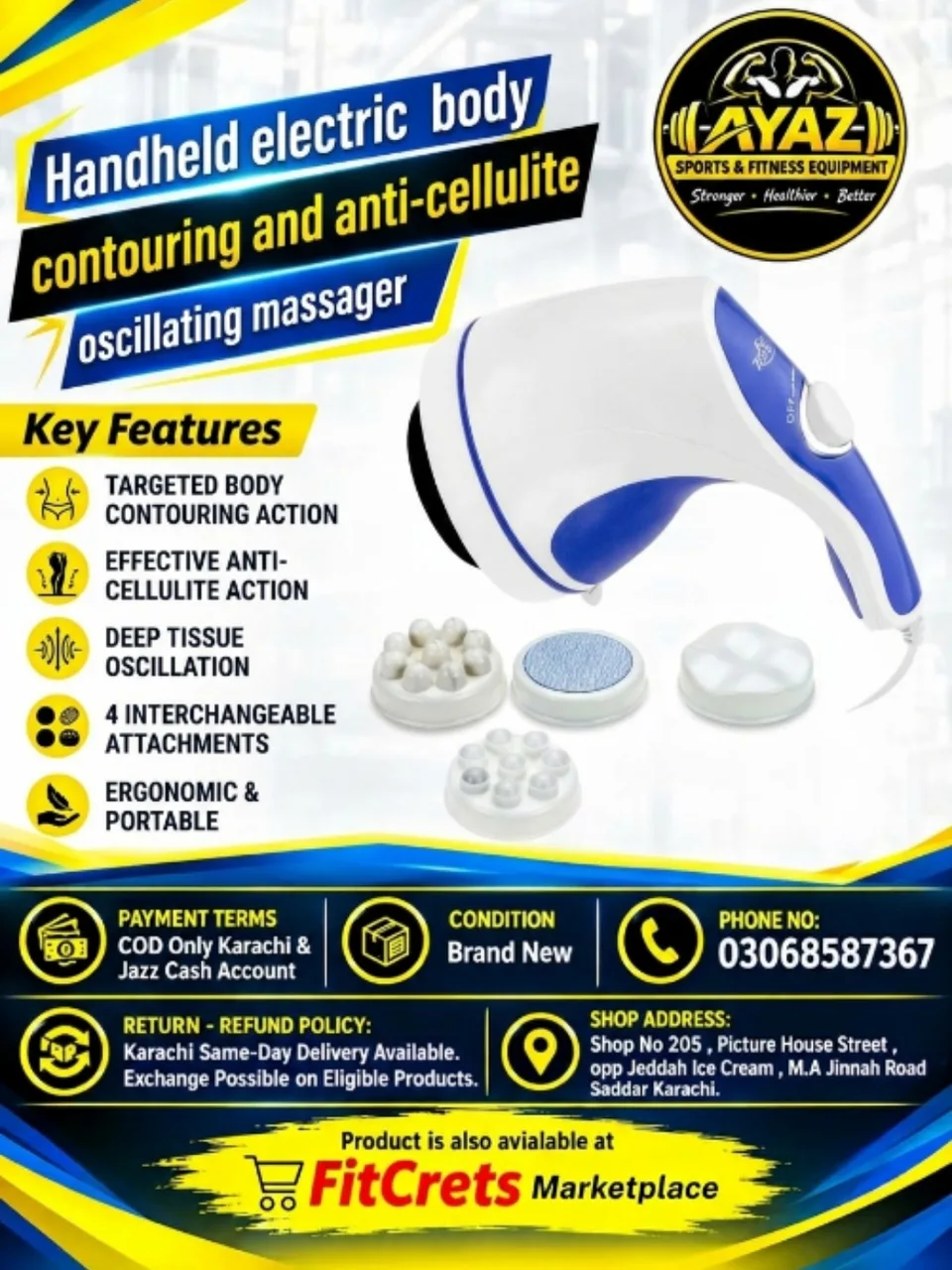 Handheld Electric Body Contouring and Anti-Cellulite Oscillating Massager — photo 1