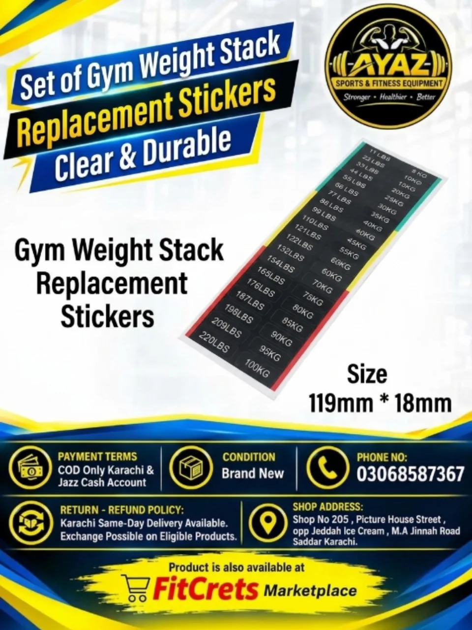 Set of Gym Weight Stack Replacement Stickers — photo 1