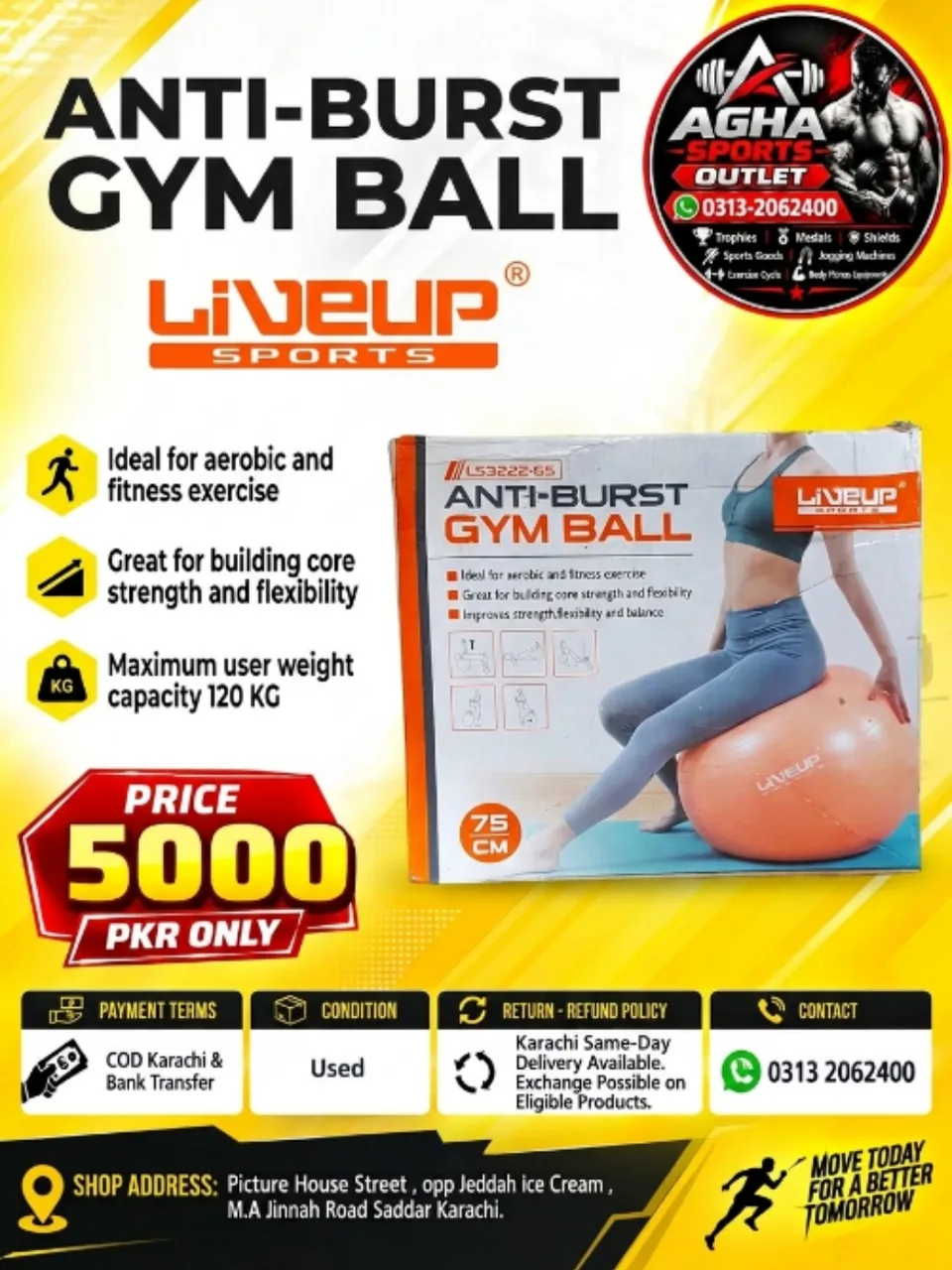 Live Up Sports 75cm Anti-Burst Gym Ball — photo 1